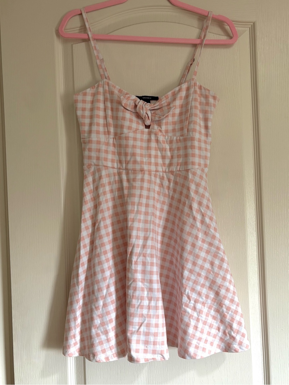 Forever 21 Pink and White Gingham Tie-Front Dress